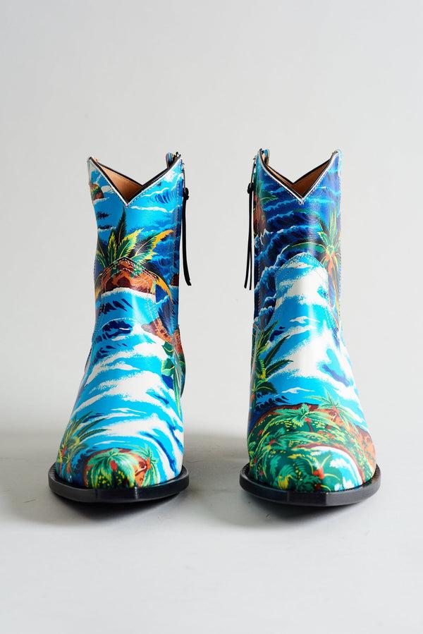 R13 COWBOY ANKLE BOOT Turquoise Wave