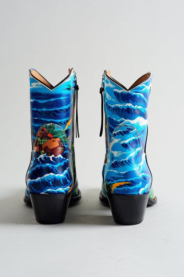 R13 COWBOY ANKLE BOOT Turquoise Wave