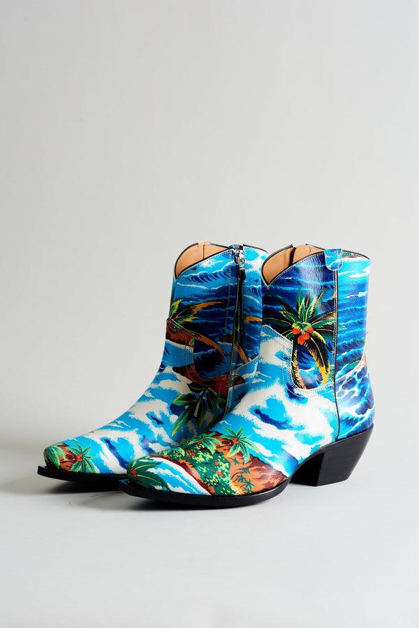 r13 COWBOY ANKLE BOOT turquoise wave