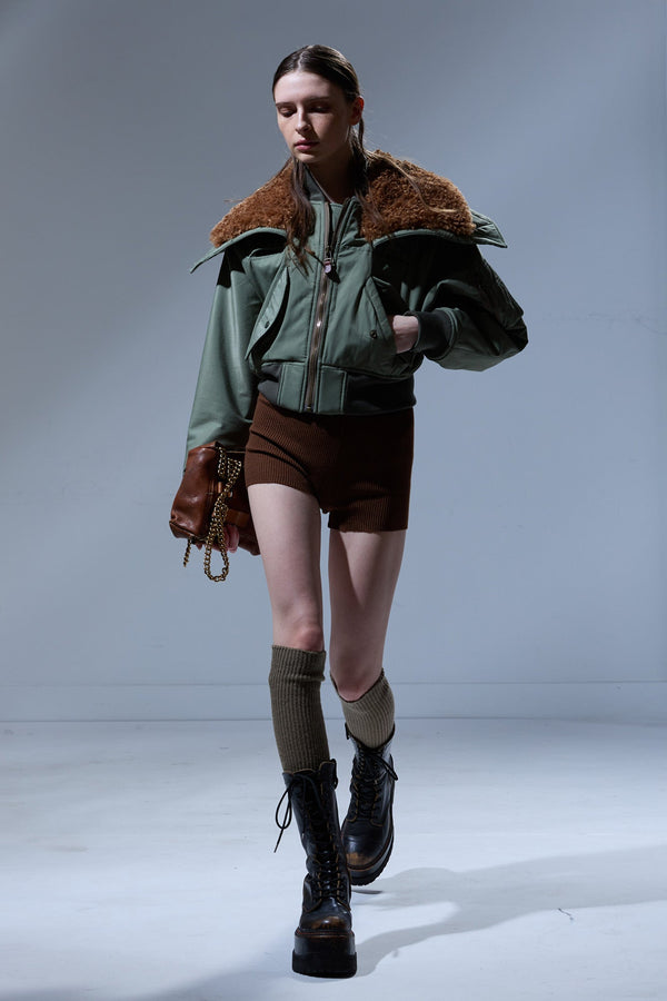 R13 CROPPED FLIGHT BOMBER Sage Green