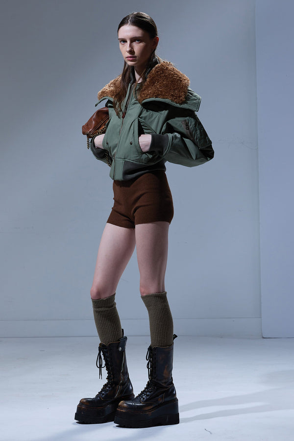 r13 CROPPED FLIGHT BOMBER sage green