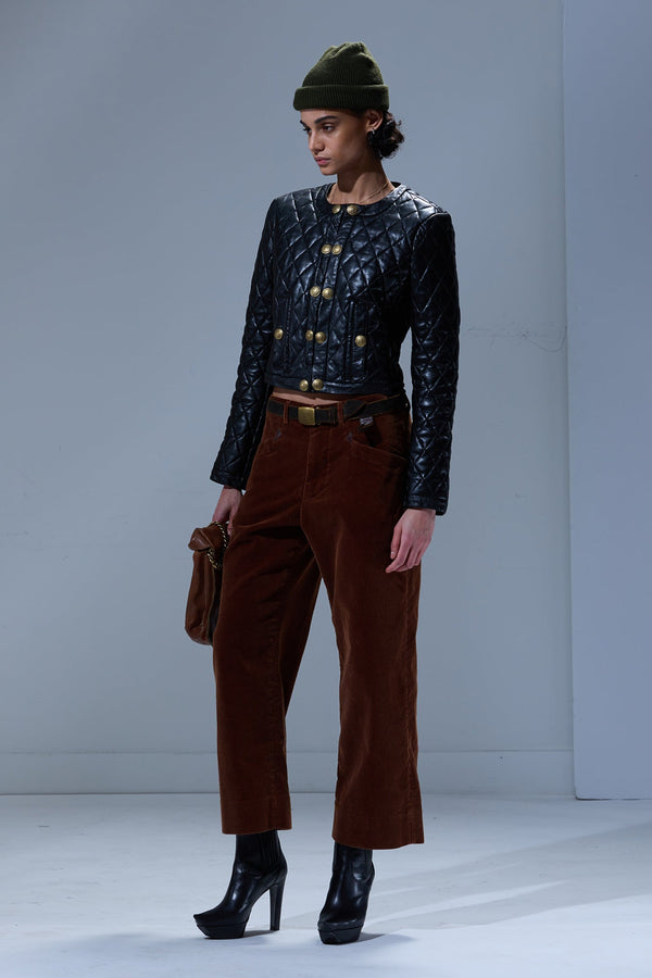 r13 CROPPED WORK PANTS bronze brown cord