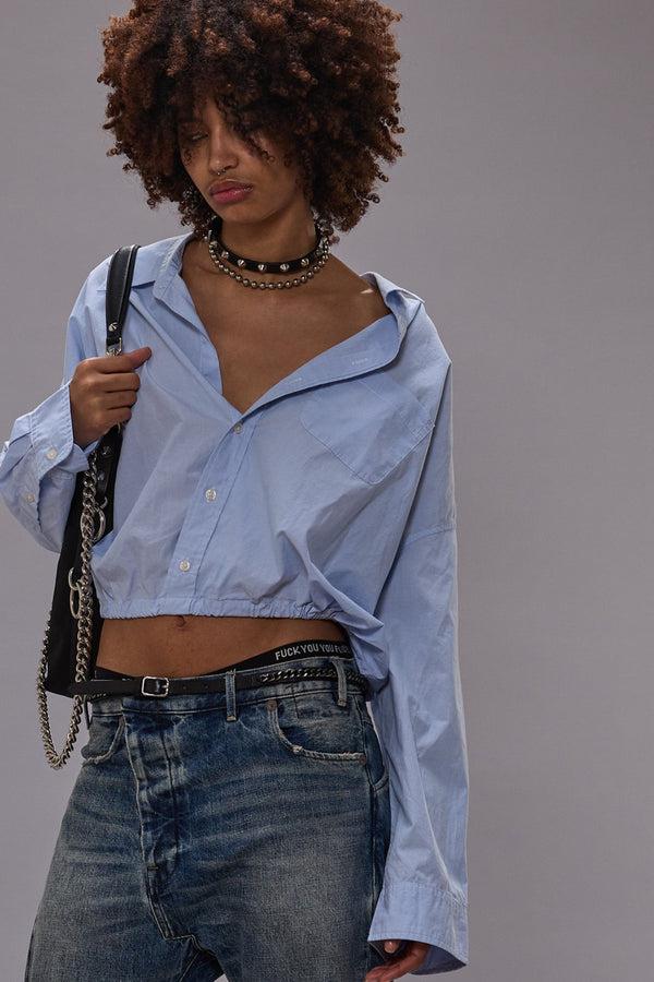 r13 CROSSOVER BUBBLE SHIRT eoe light blue