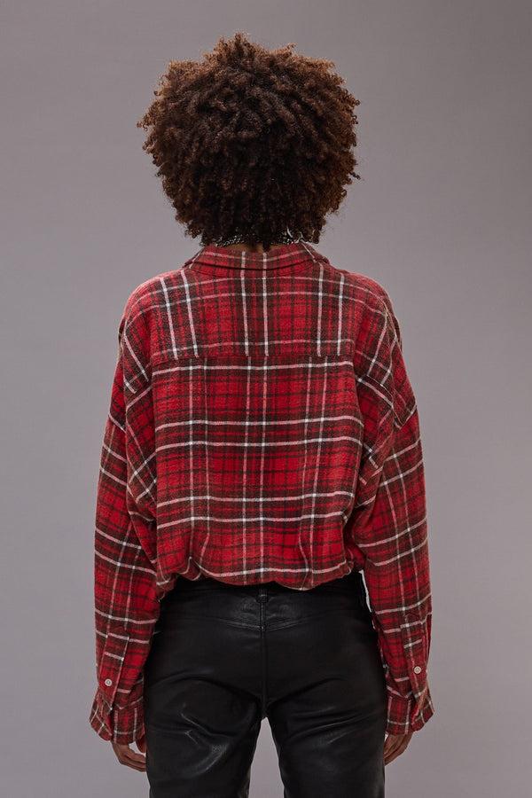 R13 CROSSOVER BUBBLE SHIRT Washed Red Plaid