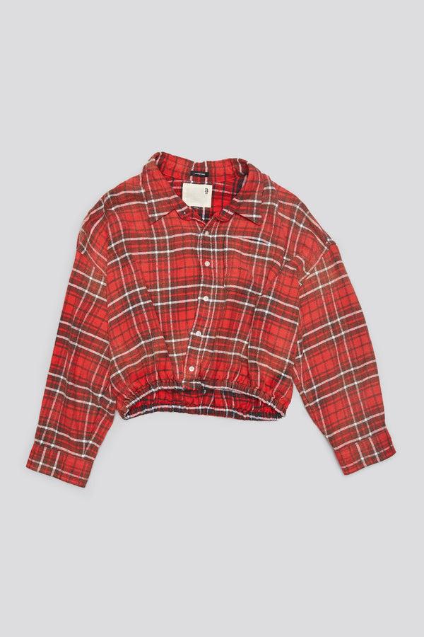 R13 CROSSOVER BUBBLE SHIRT Washed Red Plaid