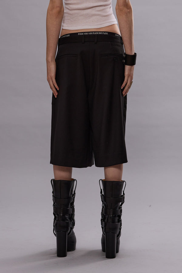 R13 CROSSOVER KNEE-LENGTH SHORTS Black