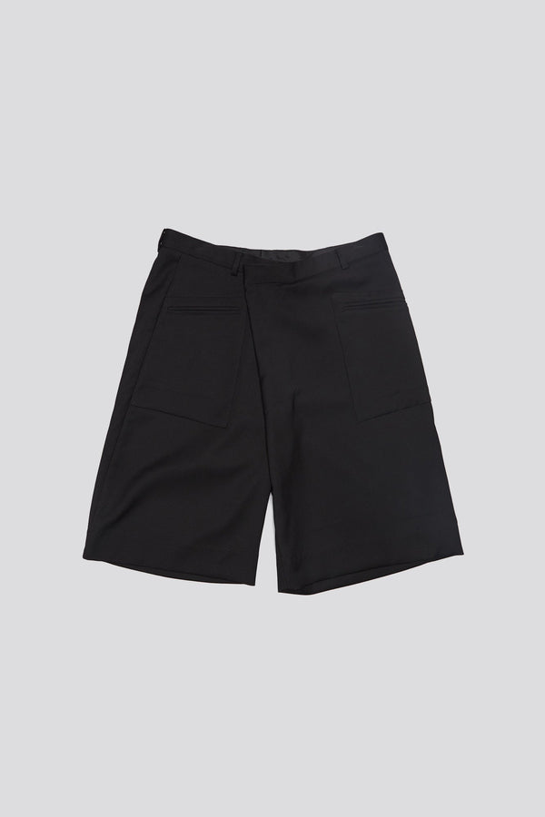 R13 CROSSOVER KNEE-LENGTH SHORTS Black