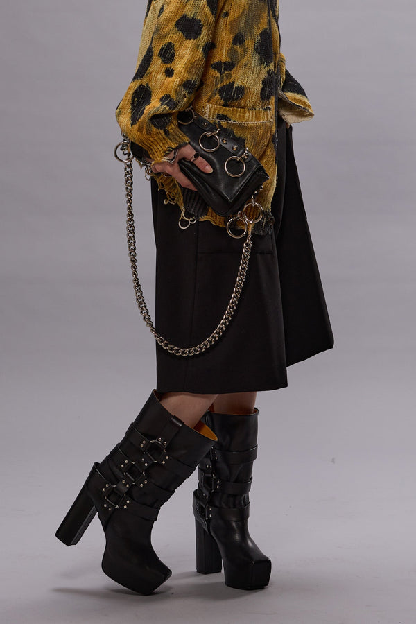 r13 CROSSOVER KNEE-LENGTH SHORTS black