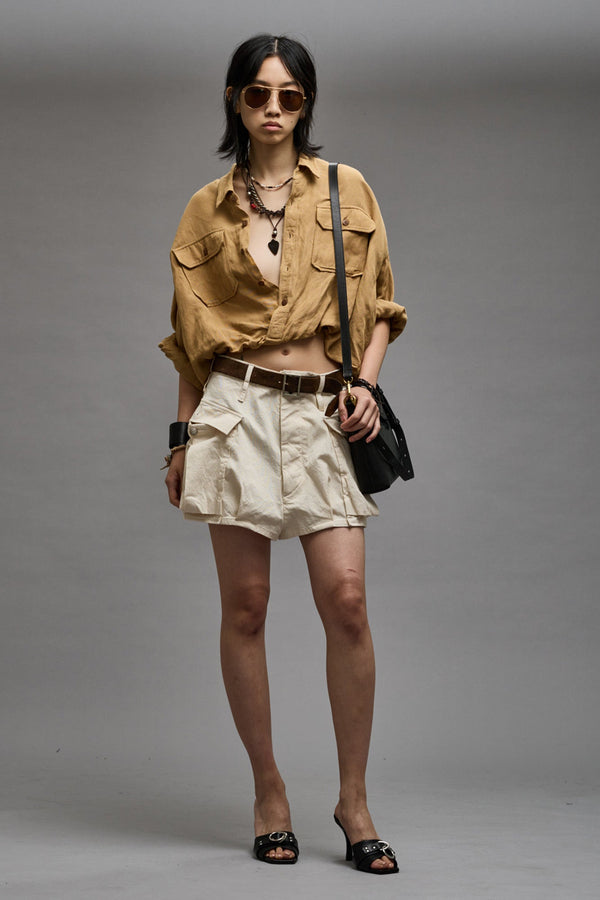 R13 CROSSOVER UTILITY BUBBLE SHIRT Khaki