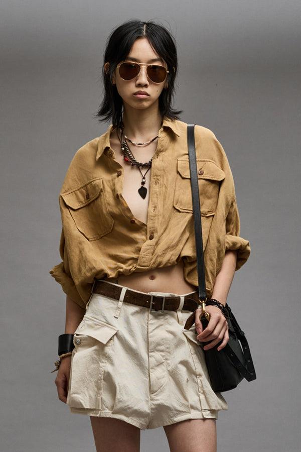 r13 CROSSOVER UTILITY BUBBLE SHIRT khaki