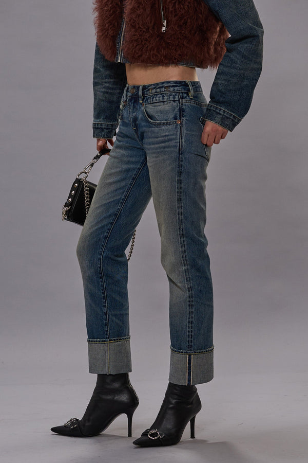 R13 CUFFED BOY STRAIGHT Estin Selvedge Stretch