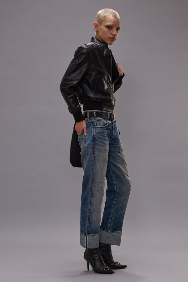 R13 CUFFED BOYFRIEND JEAN Estin Selvedge Blue
