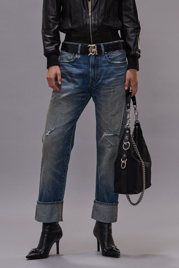 r13 CUFFED BOYFRIEND JEAN estin selvedge blue