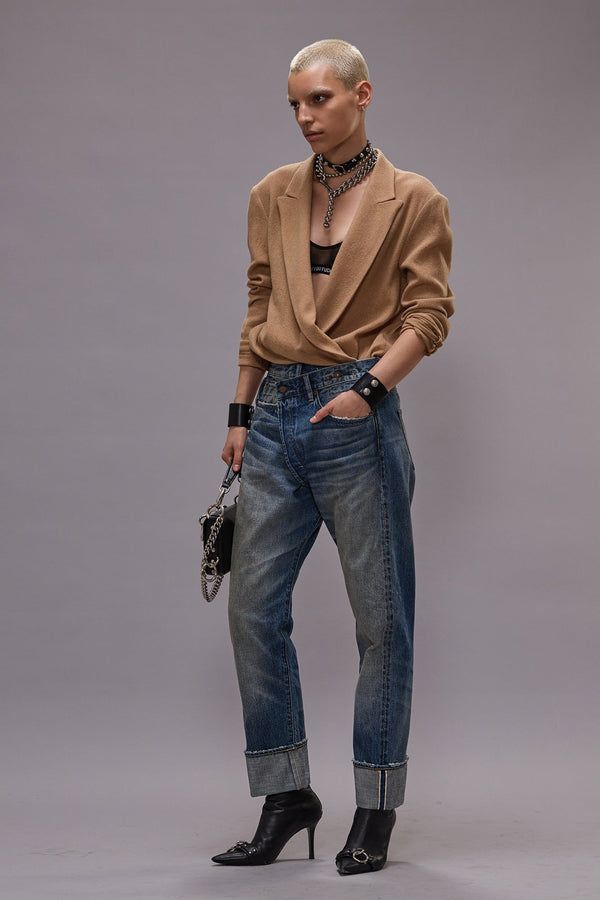 r13 CUFFED CROSSOVER estin selvedge blue