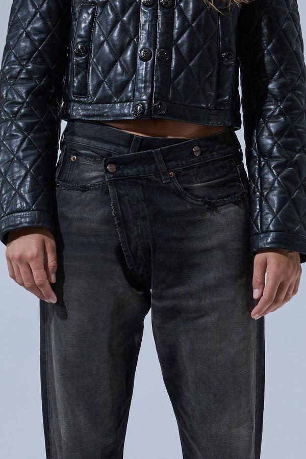 R13 CUFFED CROSSOVER Phantom Selvedge Black