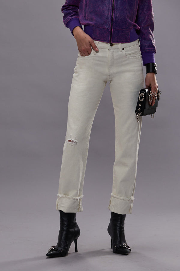 R13 CUFFED ROMEO JEAN Bennett White Selvedge
