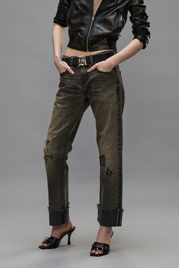 r13 CUFFED ROMEO JEAN hayne selvedge black