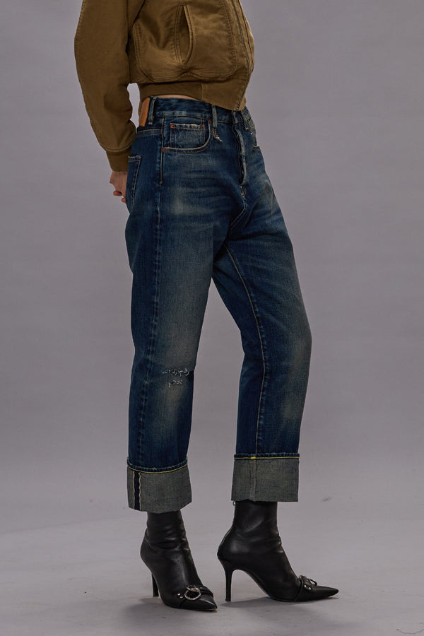 R13 CUFFED TAILORED DROP Adelaide Selvedge Blue