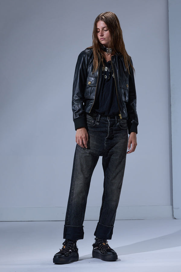 R13 CUFFED TAILORED DROP Ashbury Black