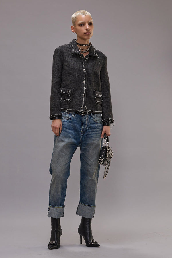 r13 CUFFED TAILORED DROP estin selvedge blue