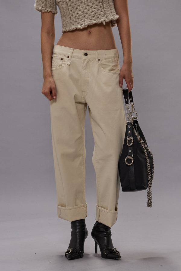 R13 CUFFED X-BOYFRIEND JEAN Bone White Selvedge