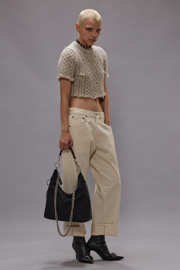 r13 CUFFED X-BOYFRIEND JEAN bone white selvedge