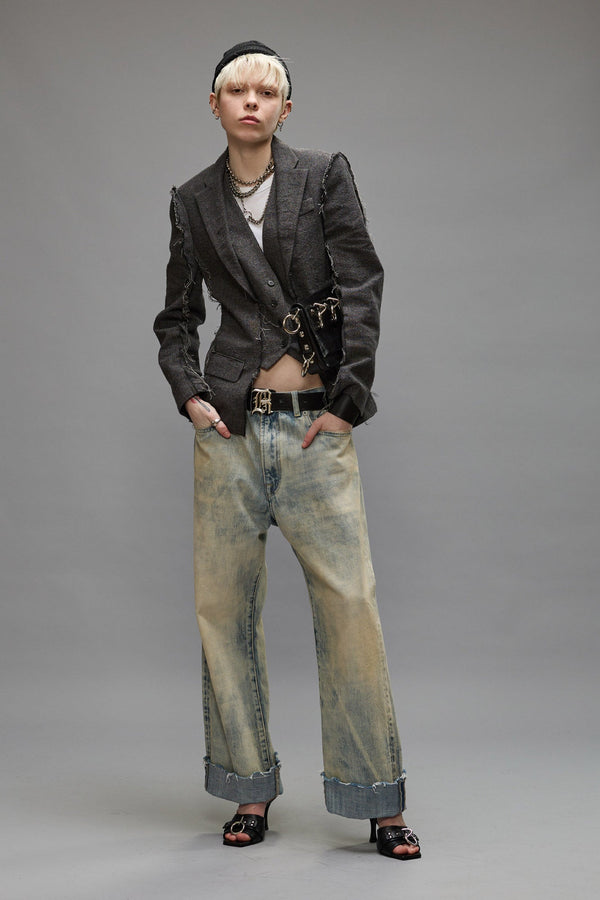 R13 CUFFED X-BOYFRIEND JEAN Vintage Ash Blue