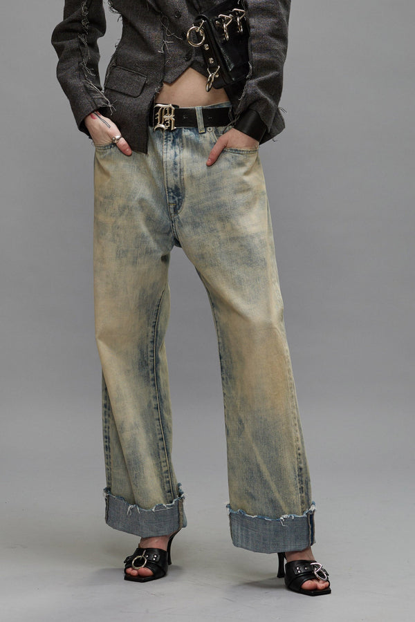 r13 CUFFED X-BOYFRIEND JEAN vintage ash blue