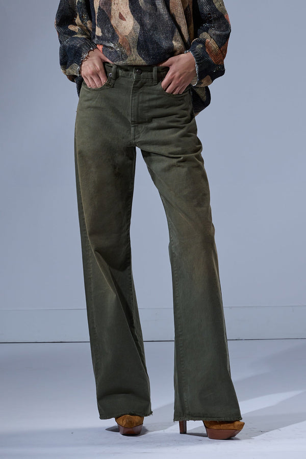 r13 D'ARCY LOOSE JEAN vintage olive selvedge green