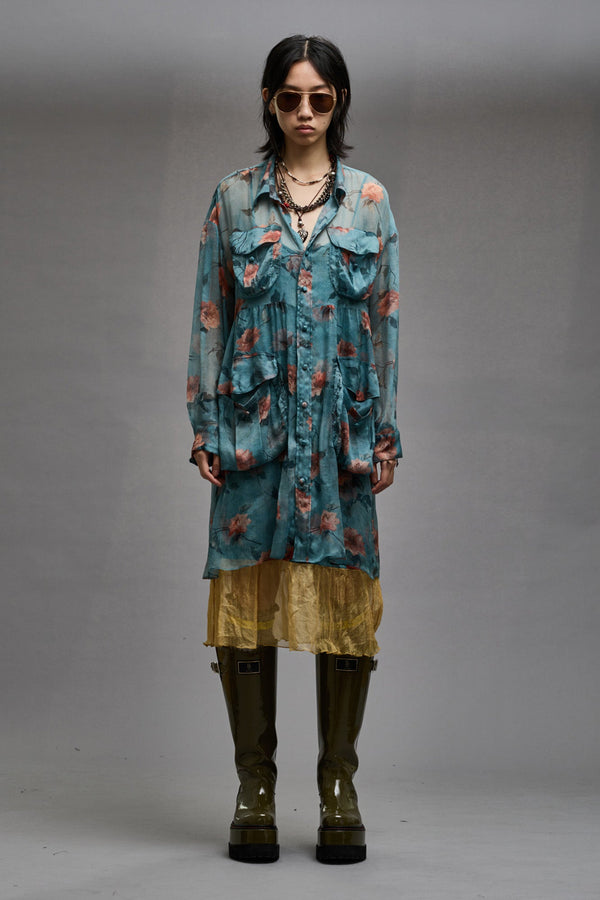 R13 DOUBLE LAYER DRESS SET Blue Floral