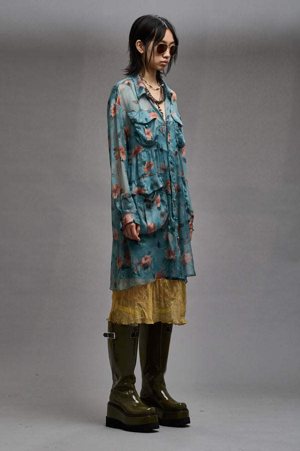 R13 DOUBLE LAYER DRESS SET Blue Floral