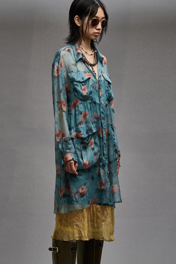 r13 DOUBLE LAYER DRESS SET blue floral