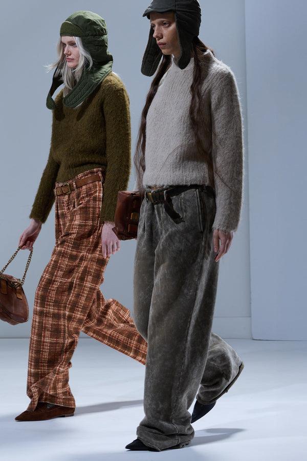 R13 DOUBLE PLEAT SWEATPANT Acid Olive Green