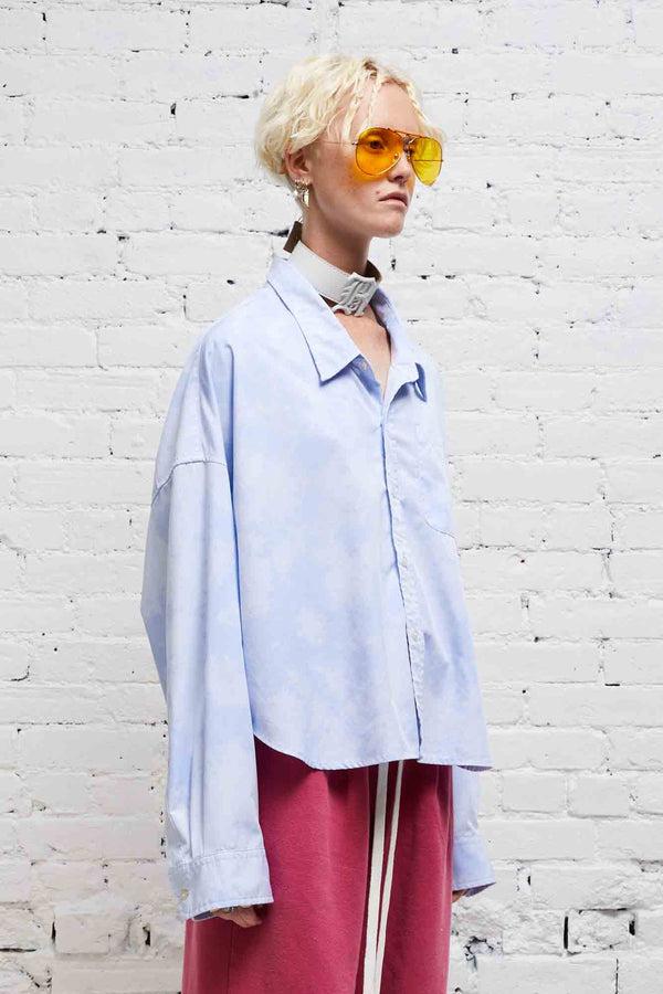 R13 DROP NECK CROPPED SHIRT Cloudy Blue
