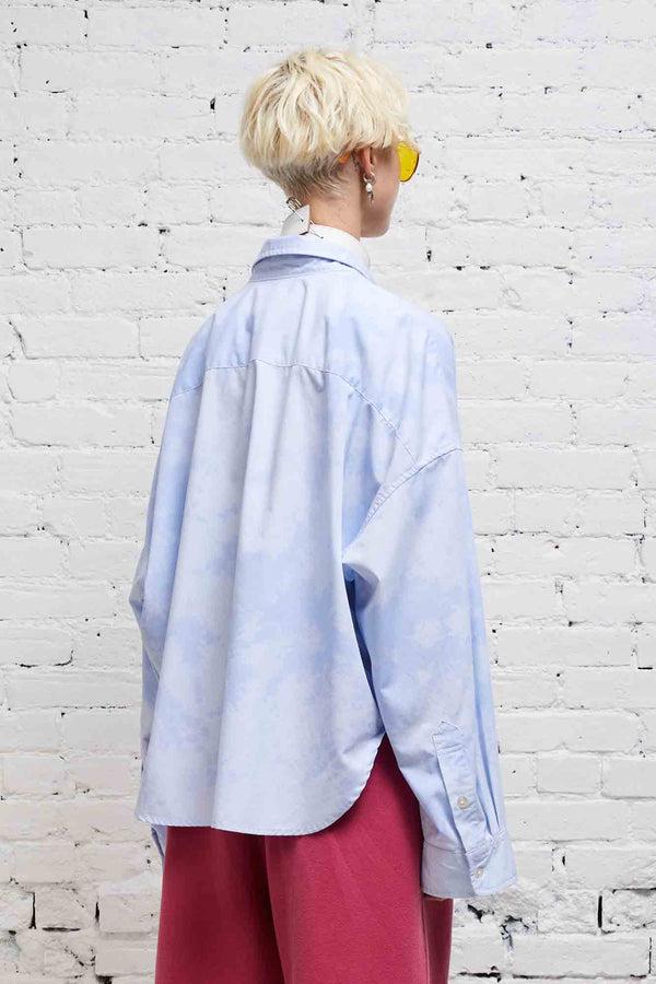 R13 DROP NECK CROPPED SHIRT Cloudy Blue