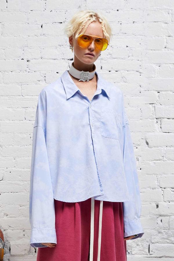 r13 DROP NECK CROPPED SHIRT cloudy blue