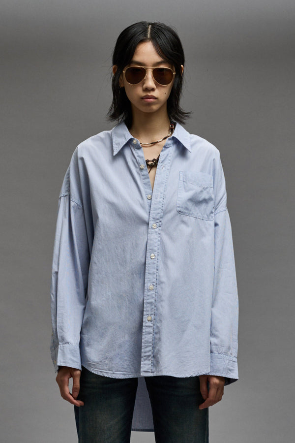 R13 DROP NECK SHIRT Blue And White Stripe