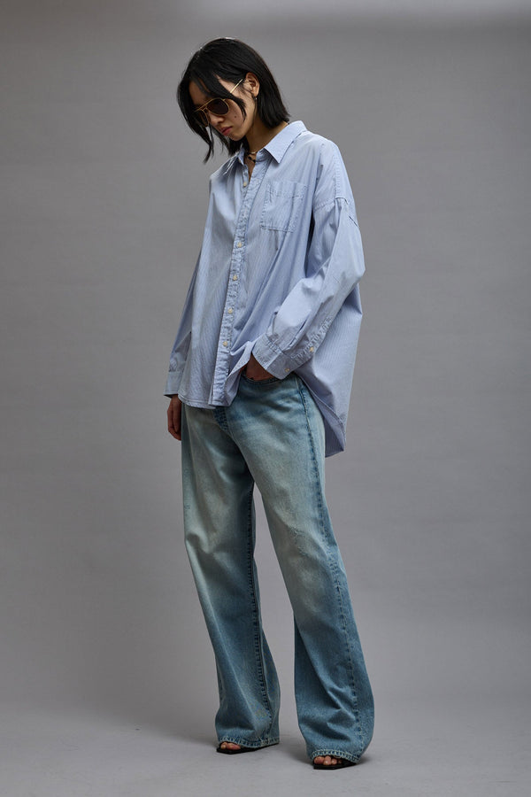 R13 DROP NECK SHIRT Blue And White Stripe