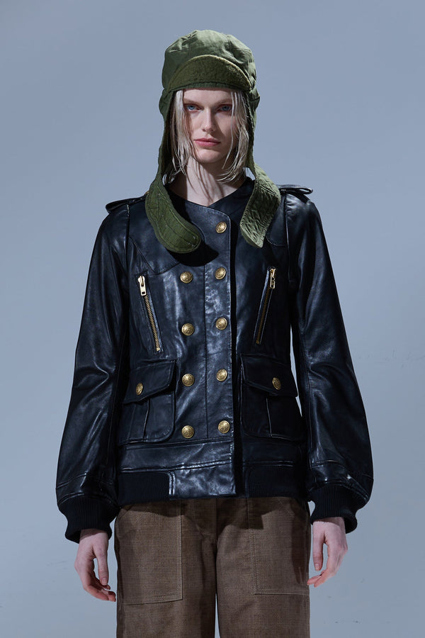 R13 ELONGATED DOUBLE-BREASTED JACKET Black