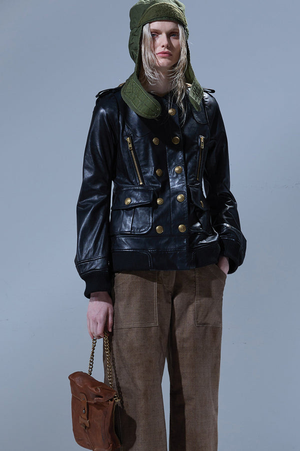 r13 ELONGATED DOUBLE-BREASTED JACKET black