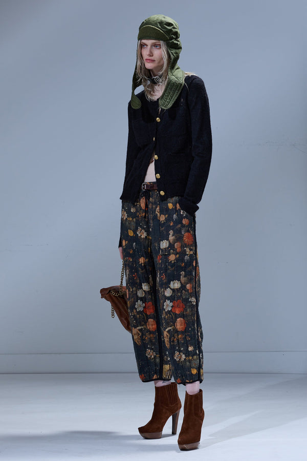 R13 ELONGATED SHRUNKEN CREWNECK CARDIGAN Black