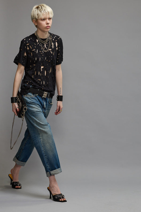 R13 EXCESS DISTRESS T Black