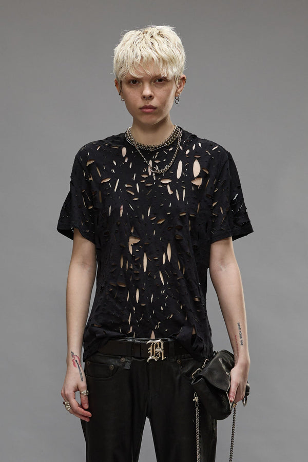 R13 EXCESS DISTRESS T Black