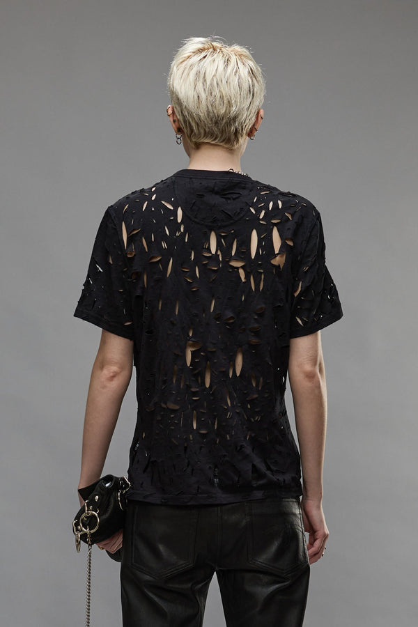 R13 EXCESS DISTRESS T Black