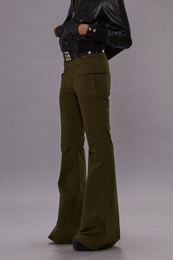 r13 FLARE LEG PANT olive