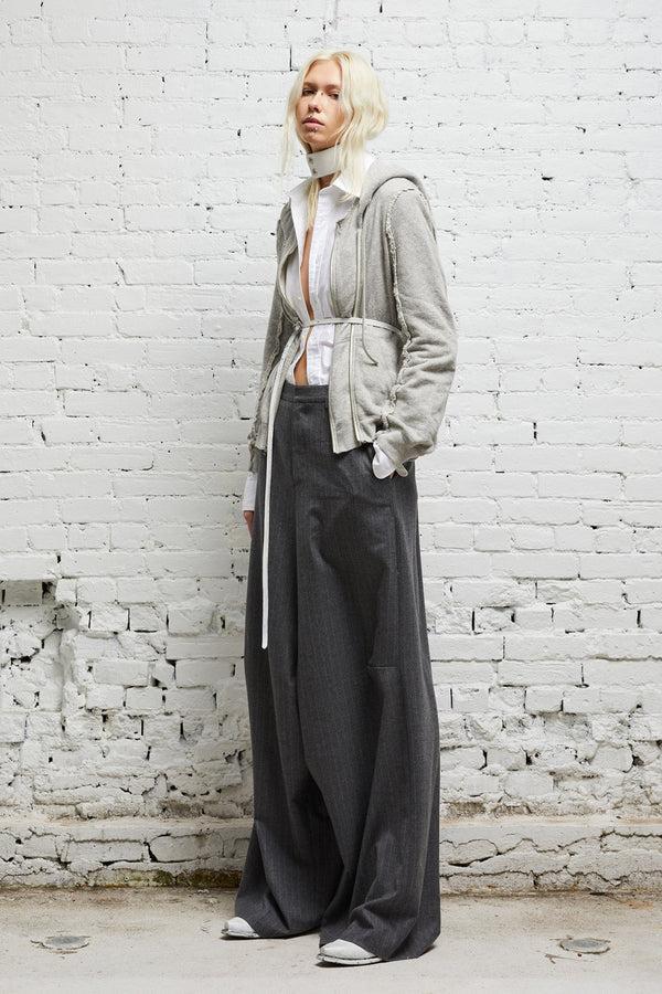 R13 FLAT SLEEVE HOODIE Heather Grey