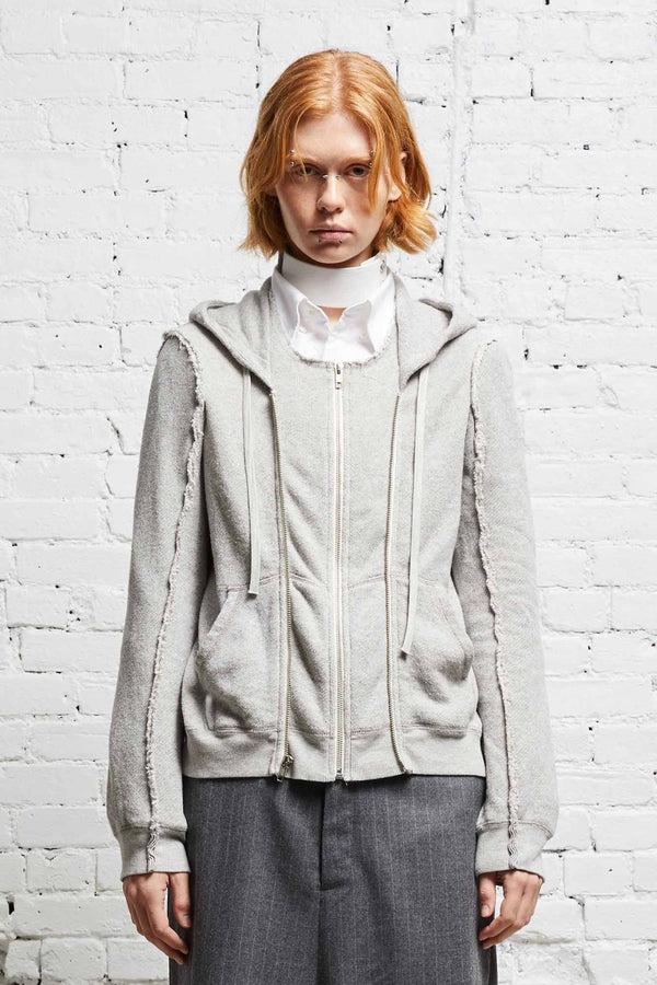 R13 FLAT SLEEVE HOODIE Heather Grey