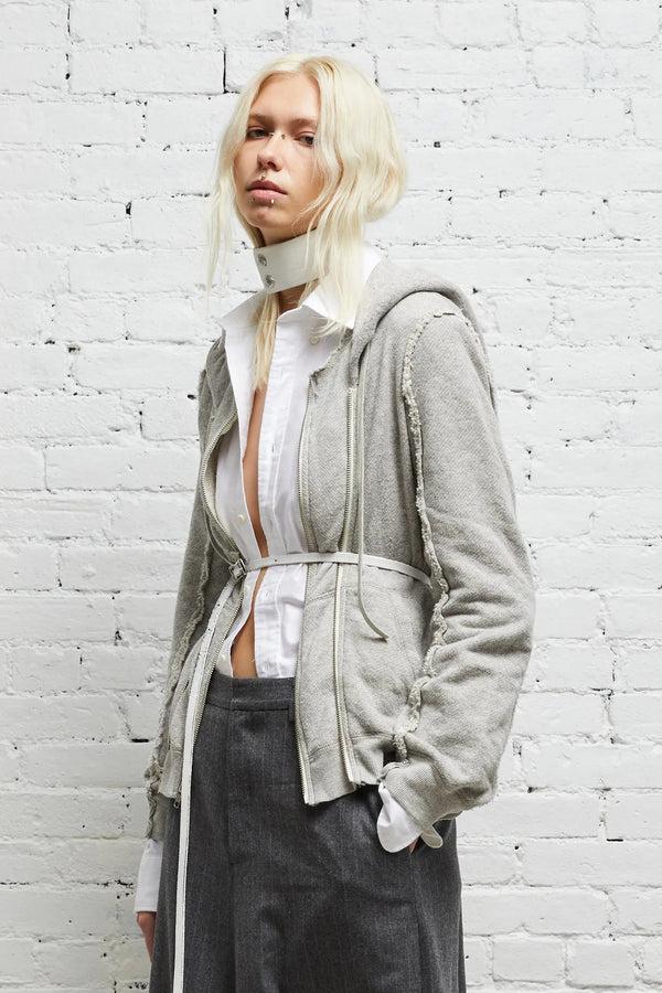 r13 FLAT SLEEVE HOODIE heather grey