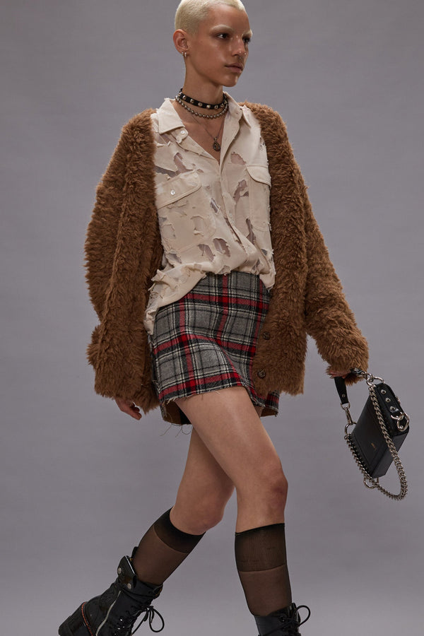 R13 FLUFFY BOYFRIEND CARDIGAN Light Brown