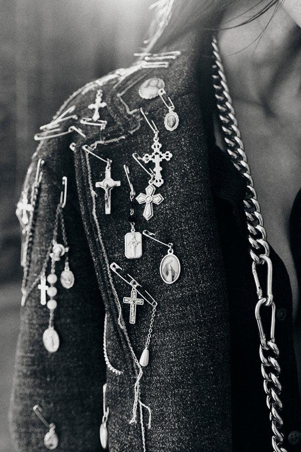 r13 FRAY RAGGED BLAZER dark grey